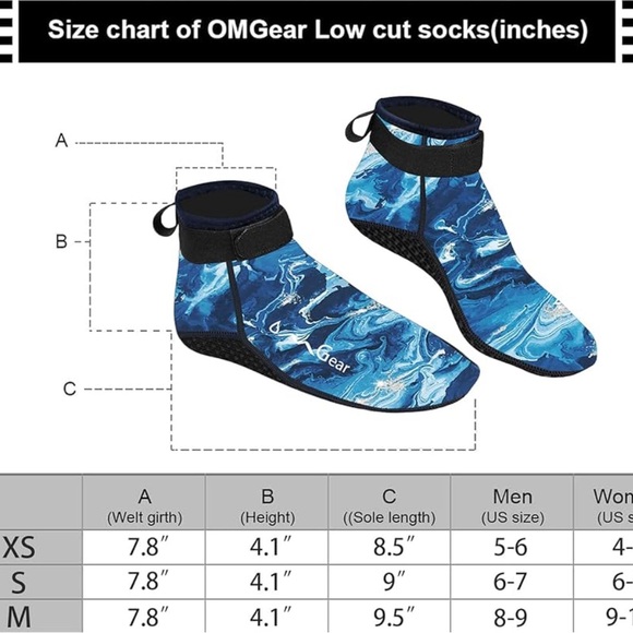 Water Socks Neoprene Beach Booties OMGear Low 3mm Anti-Slip Wetsuit Footwear NWT - Picture 2 of 9